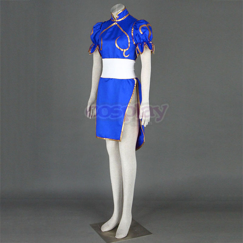 Street Fighter Chun-Li 1 Blue Anime Cosplay Costumes Outfit