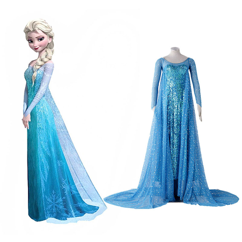 Frozen Elsa 1 Blue Anime Cosplay Costumes Outfit