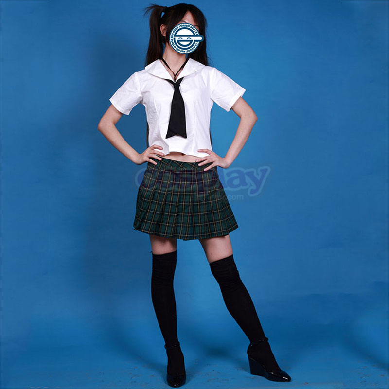Sailor Suit Uniform 2 Green Grid Anime Cosplay Costumes Outfit