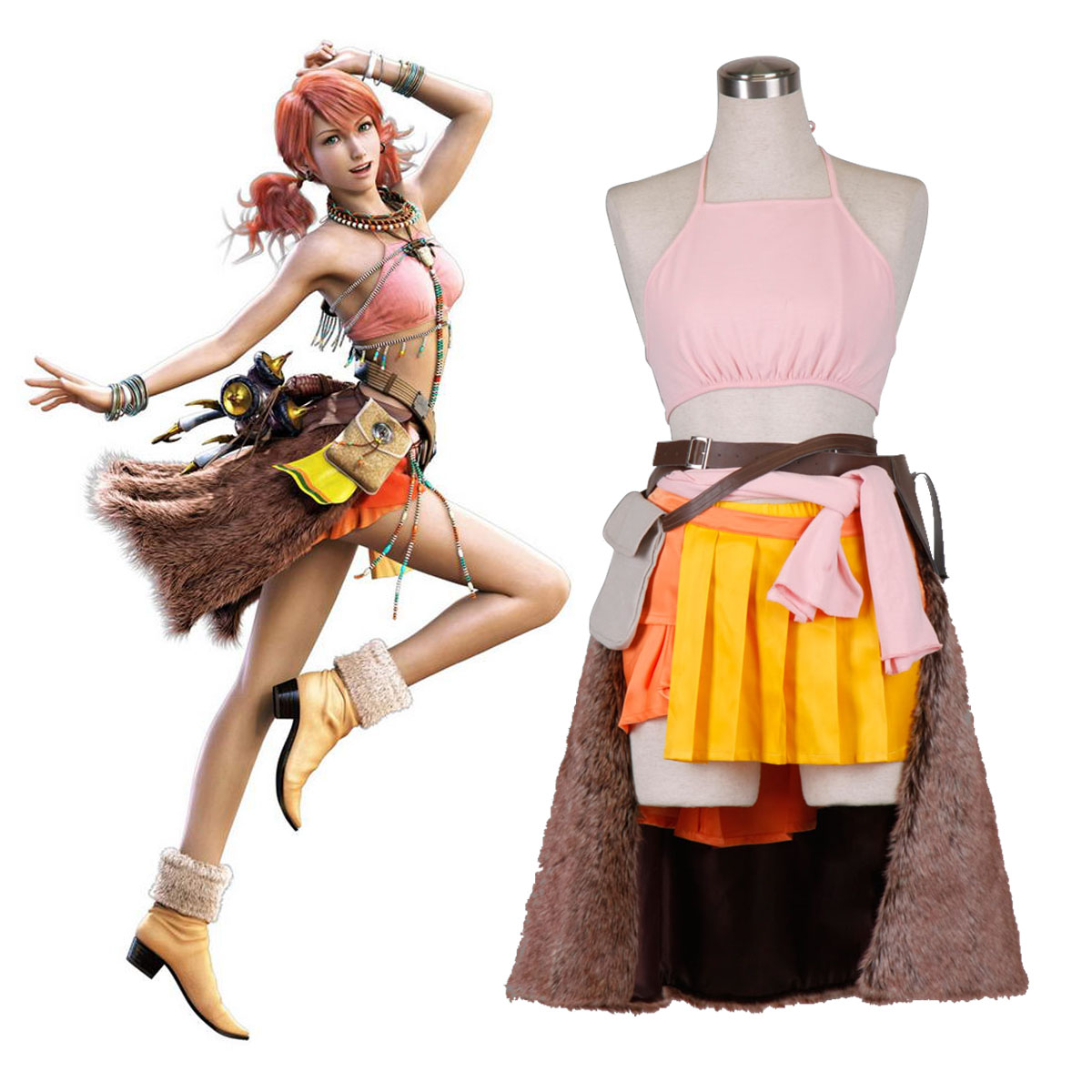 Final Fantasy XIII Oerba Dia Vanille 1 Anime Cosplay Costumes Outfit