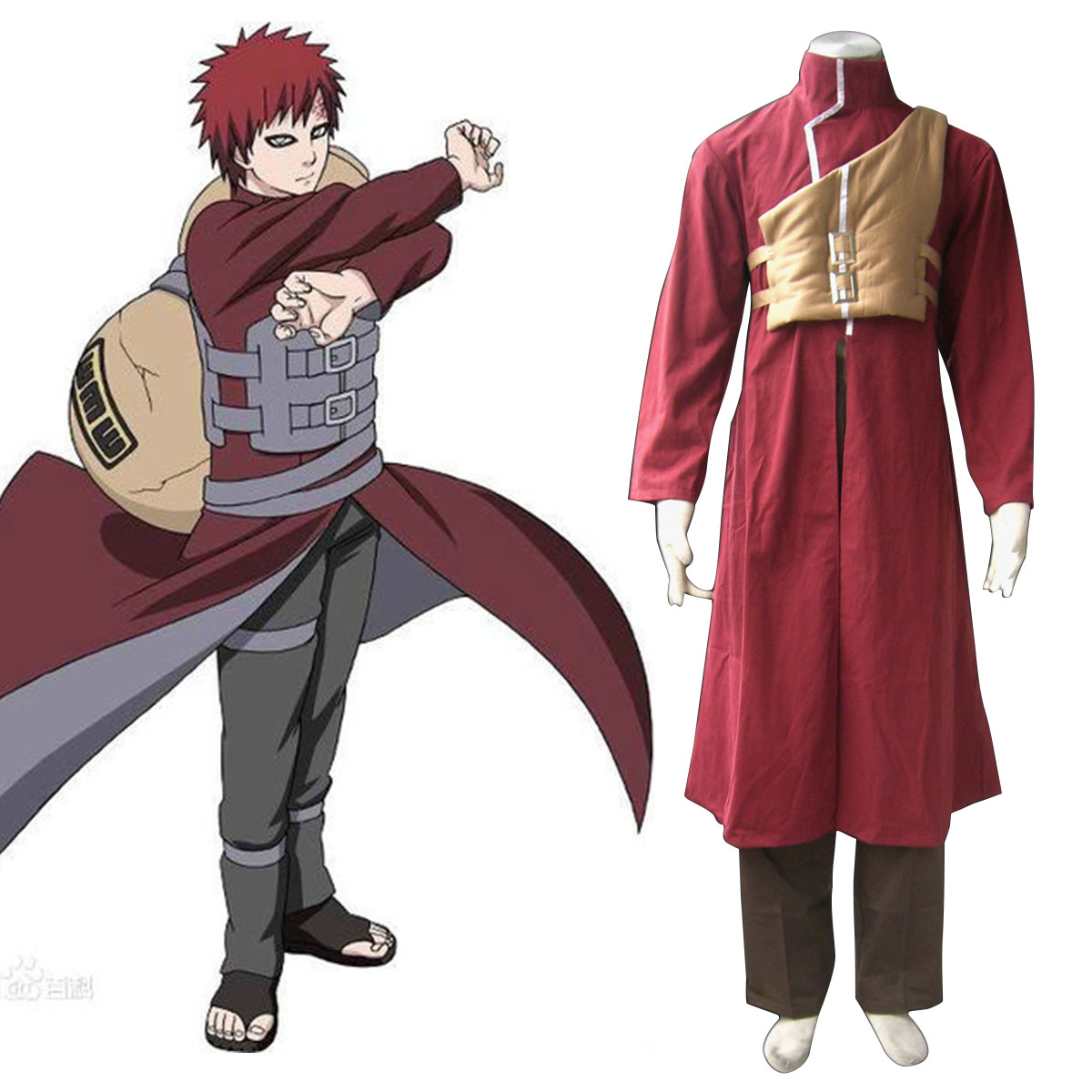 Naruto Gaara 4 Anime Cosplay Costumes Outfit