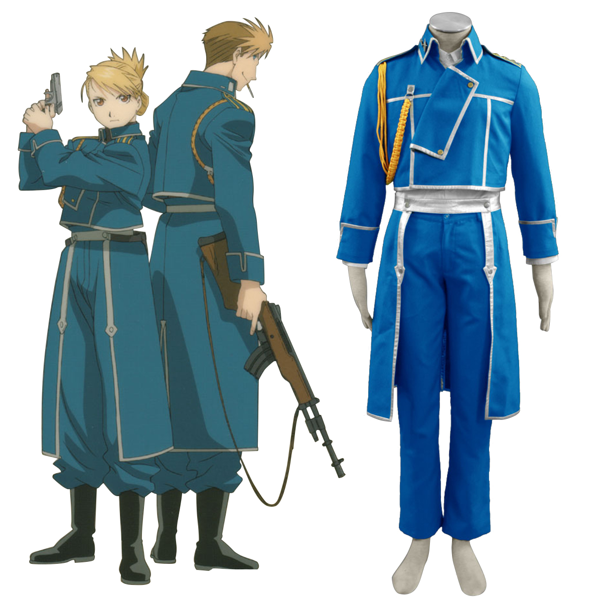 Fullmetal Alchemist Male Military Uniform Anime Cosplay Costumes Outfit