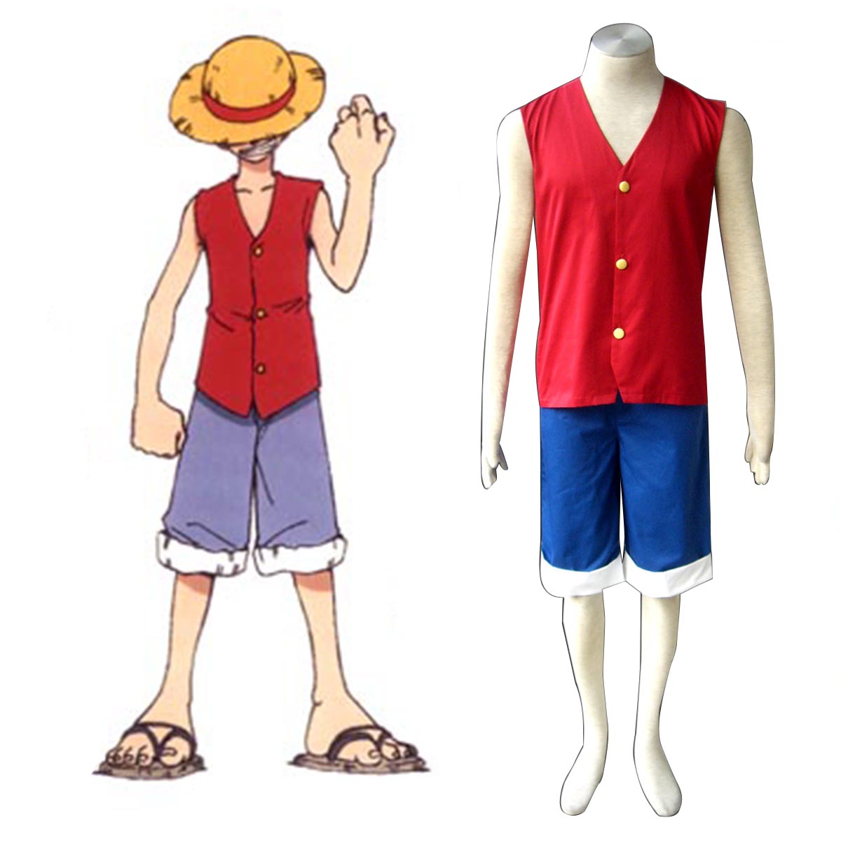 One Piece Monkey D. Luffy 1 Red Anime Cosplay Costumes Outfit