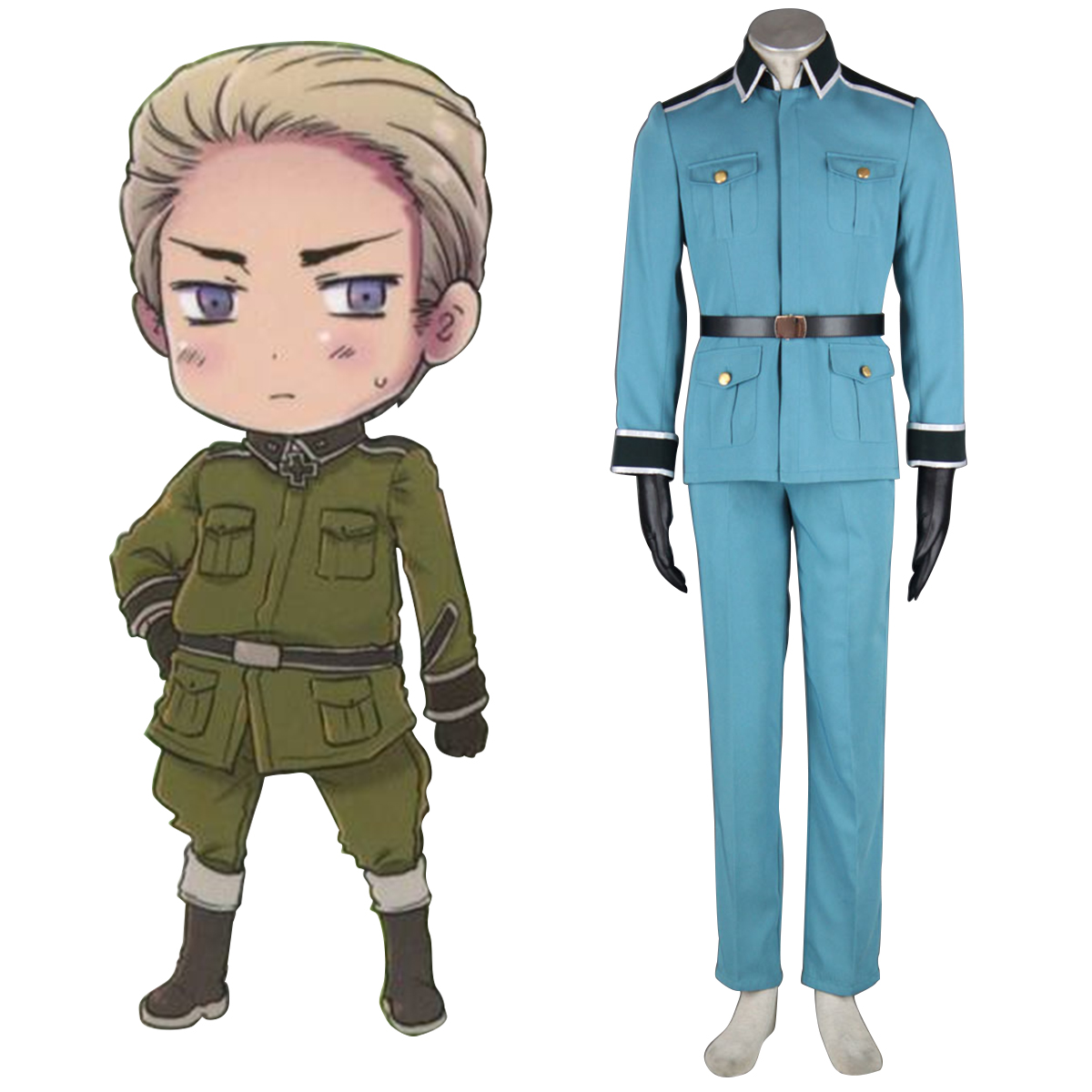 Axis Powers Hetalia Germany 1 Military Uniform Anime Cosplay Costumes Outfit