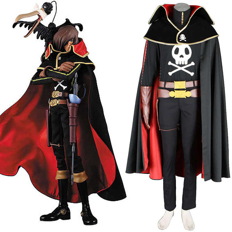 Galaxy Express 999 Captain Harlock Anime Cosplay Costumes Outfit