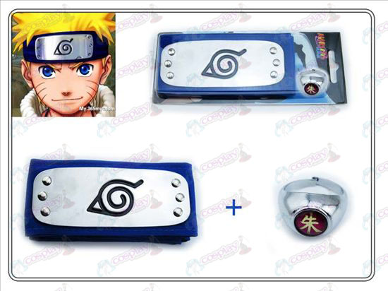 Naruto konoha blue headband + Collector's Edition Zhu Zi Ring