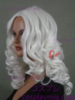 20" White Curly Midpart Cosplay Wig