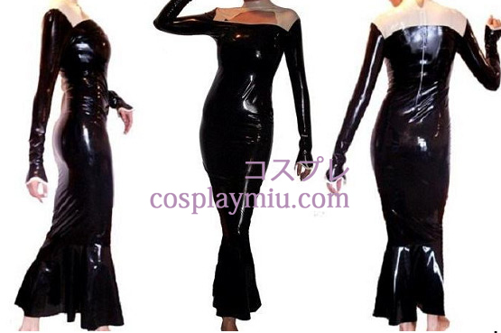 Black and White Long Sleeves Latex Dress