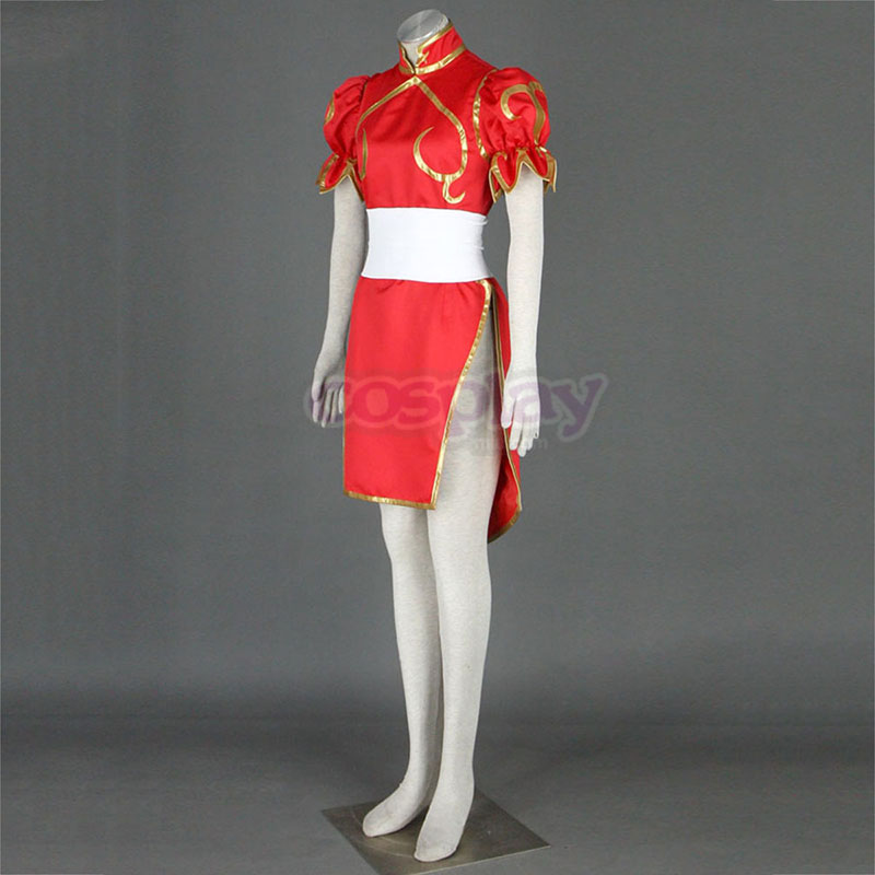 Street Fighter Chun-Li 4 Red Anime Cosplay Costumes Outfit