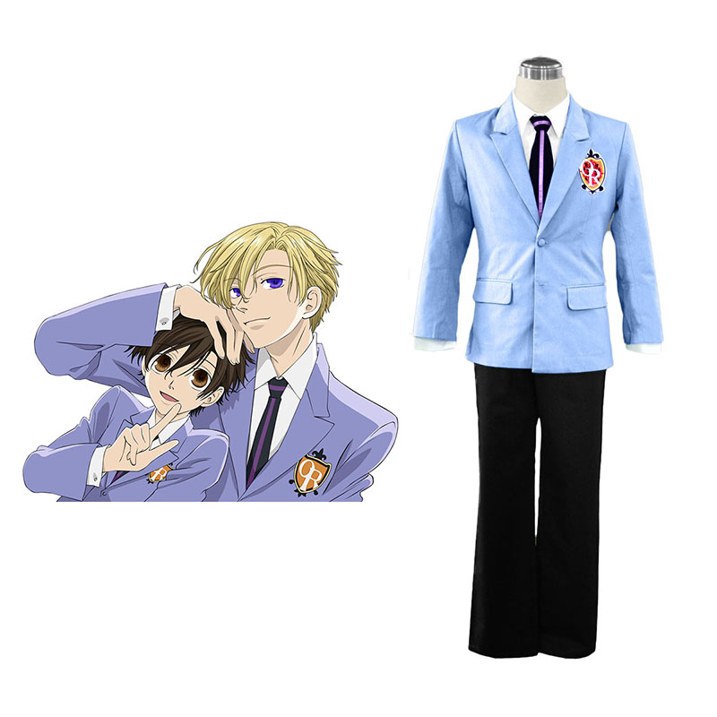 Ouran High School Host Club Male Uniforms Blue Anime Cosplay Costumes Outfit