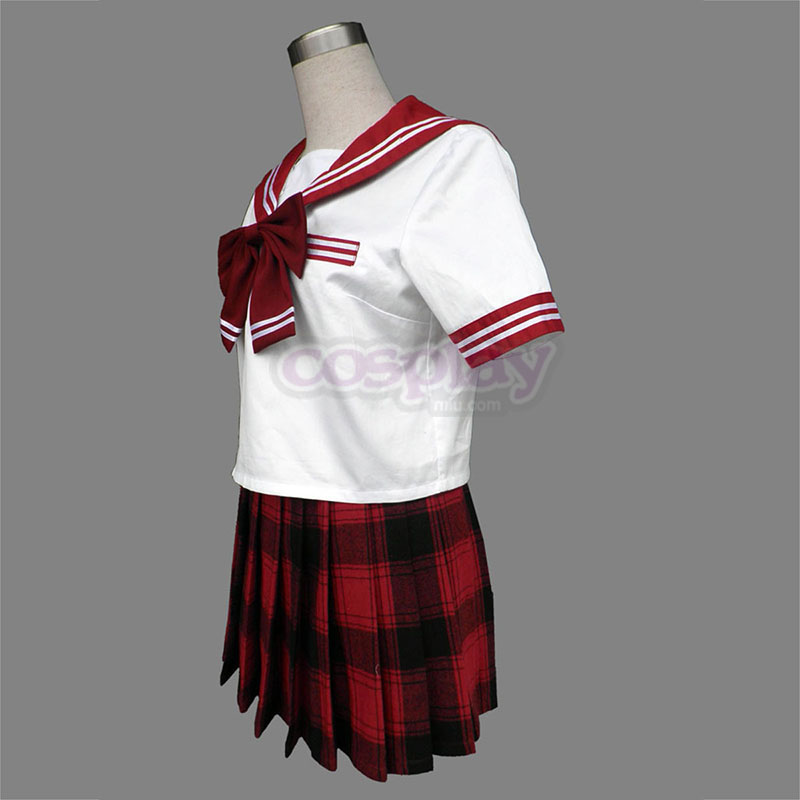 Sailor Uniform 6 Red Grid Anime Cosplay Costumes Outfit