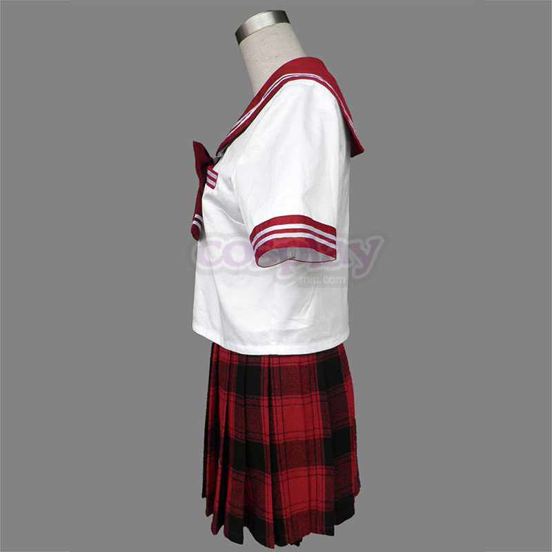 Sailor Uniform 6 Red Grid Anime Cosplay Costumes Outfit