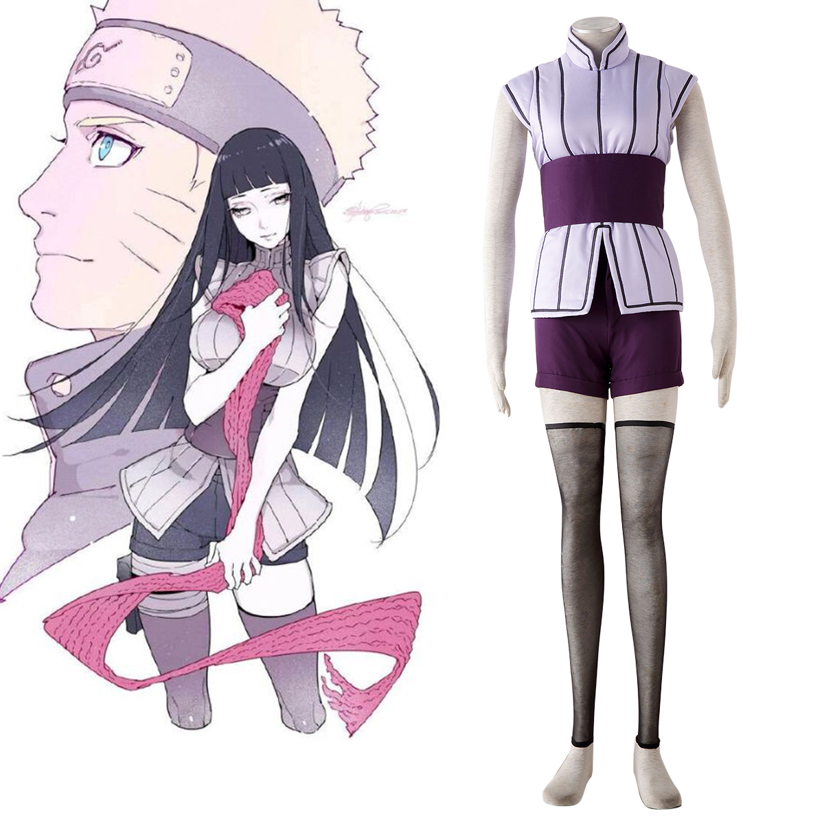 Naruto Hyūga Hinata 4 Anime Cosplay Costumes Outfit