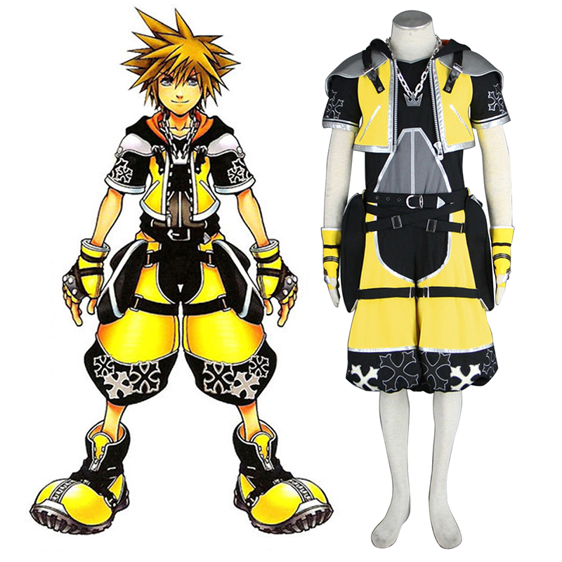 Kingdom Hearts Sora 3 Yellow Anime Cosplay Costumes Outfit