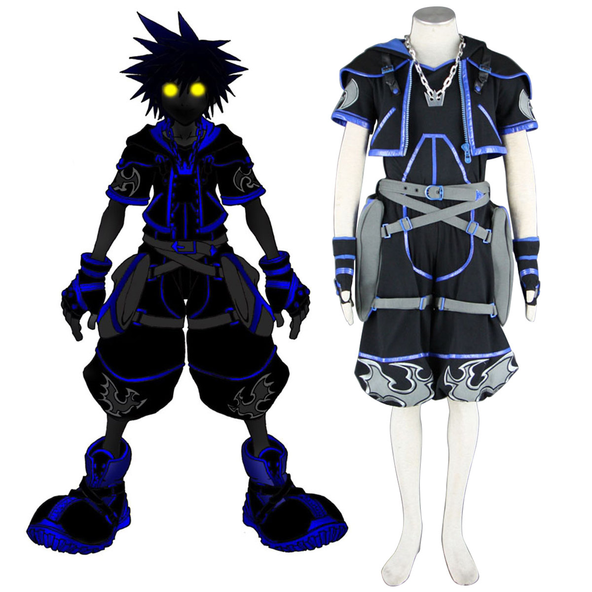 Kingdom Hearts Sora 4 Black Anime Cosplay Costumes Outfit