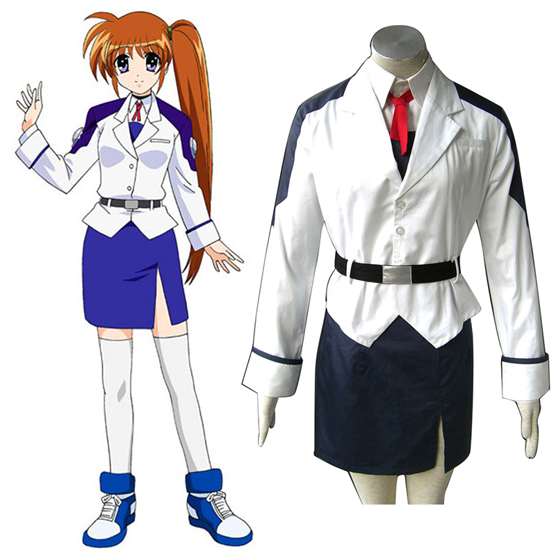 Magical Girl Lyrical Nanoha Nanoha Takamachi 1 white Anime Cosplay Costumes Outfit