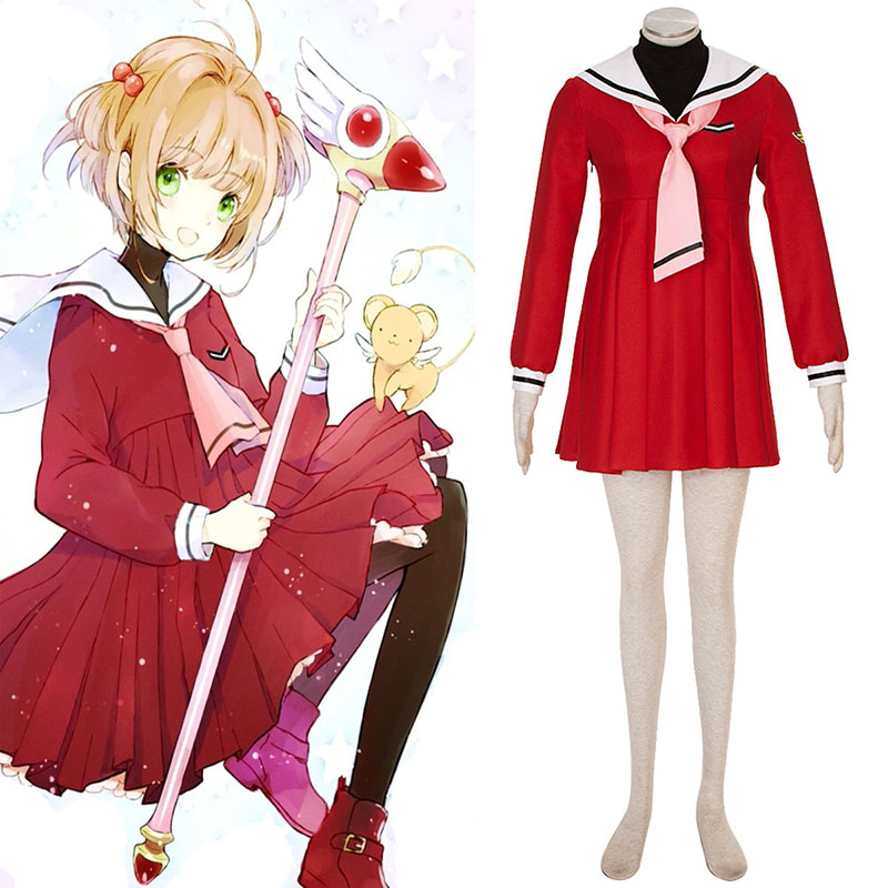 Cardcaptor Sakura Kinomoto Sakura 4 Red Sailor Anime Cosplay Costumes Outfit