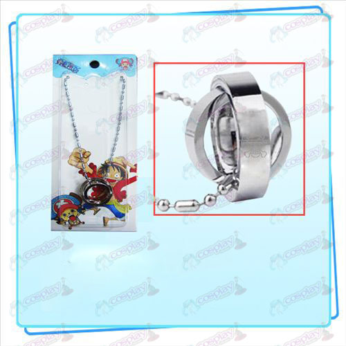 One Piece Accessories Dual Ring Necklace (Silver) card installed