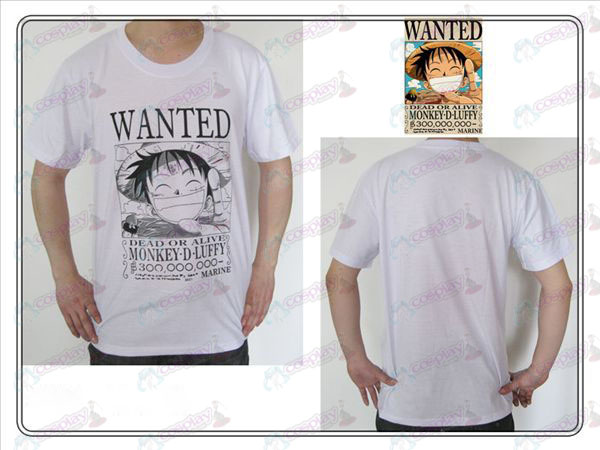 One Piece Accessories Luffy Wanted T-shirt (white)