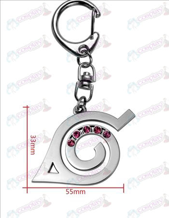 Naruto - konoha with diamond logo keychain (pink diamond)
