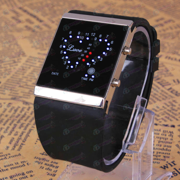 Black Butler Accessories Compact logo black love LED Watch