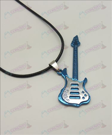 Blister light tone guitar leather cord necklace (blue)