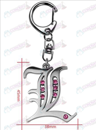 Death Note AccessoriesL flag with diamond keychain (pink diamond)