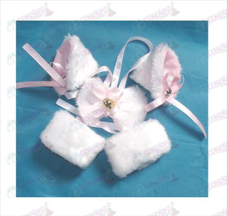 White bell BB folder cat ears + tie + Elastic Bracelet