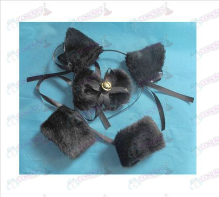 Slide the bell the cat ears + black tie + Elastic Bracelet