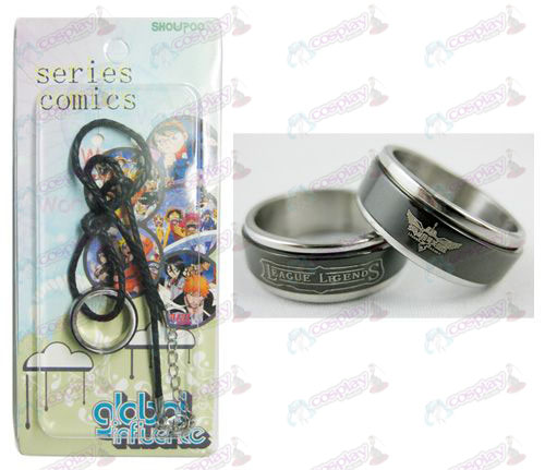 League of Legends Accessories Black Steel Ring Necklace transporter - Rope
