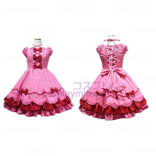 Peach Bow Princess Dress Lolita Cosplay Costume