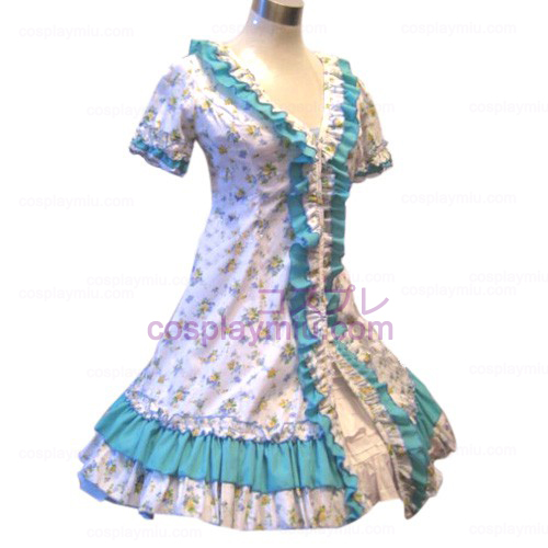 Garden Style Blue Broken Flower Dress Lolita Cosplay Costume