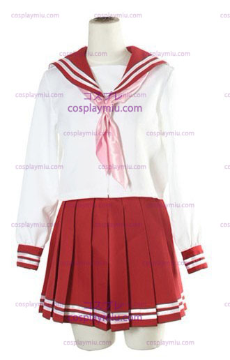 Halloween White And Red Long Sleeves Sailor School Uniform