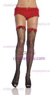 Thi Hi Fishnet Stockings With Red Bows