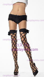 Black Crochet Fishnet Thigh Highs
