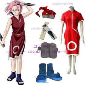 Naruto Sakura Haruno Cosplay Costume and Accessories Set