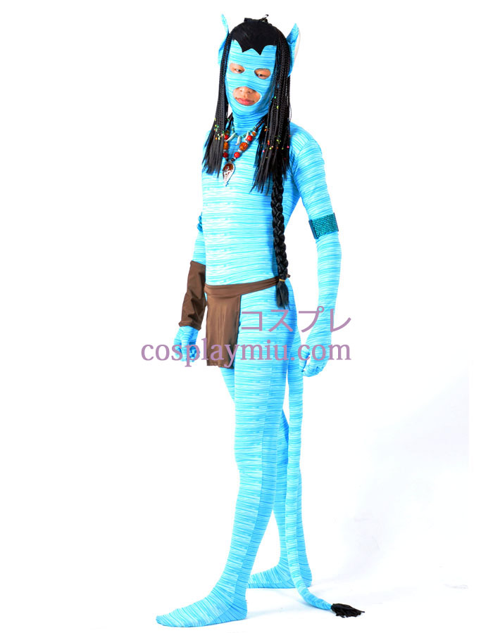 Blue Avatar Lycra Spandex Superhero Zentai With Wig And Accessories