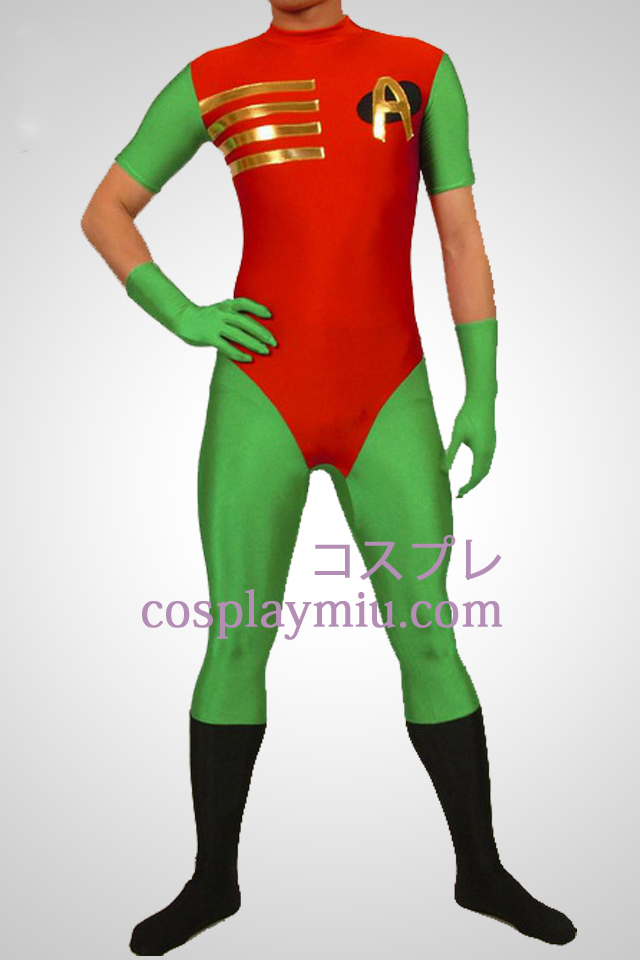 Red And Green Robin Hood Lycra Spandex Superhero Zentai Suit