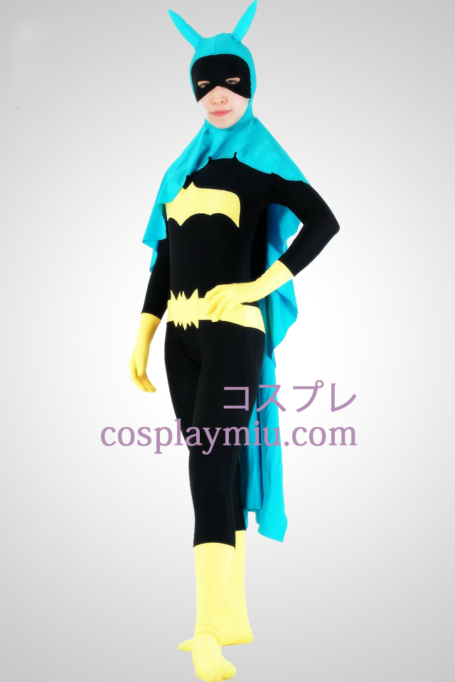 Bat Woman Lycra Superhero Zentai Suit With Cape