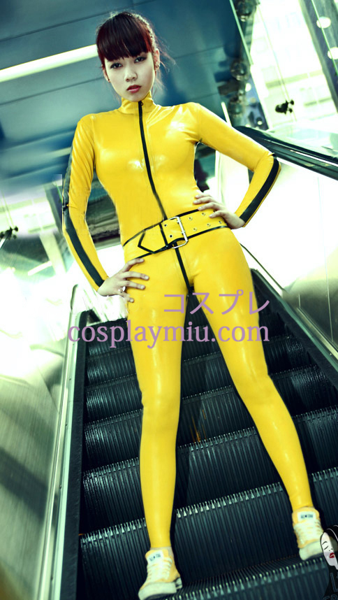 Yellow and Black Full Body Covered Latex Catsuit