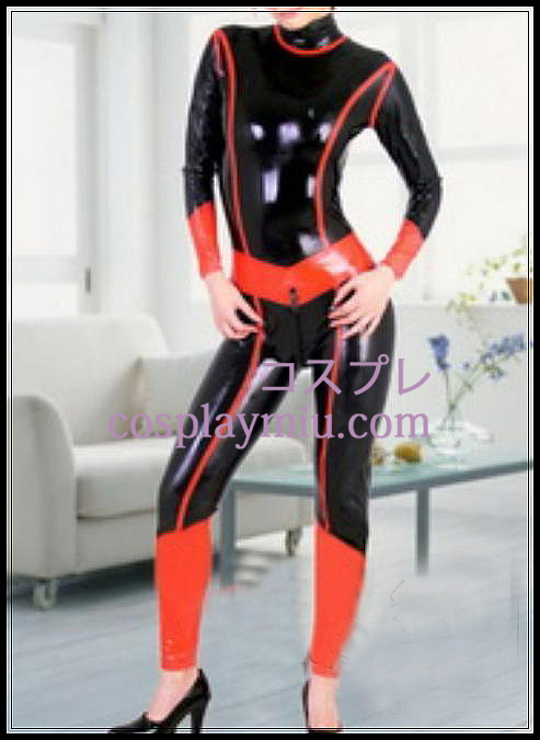 Black and Red Full Body Covered Latex Costume