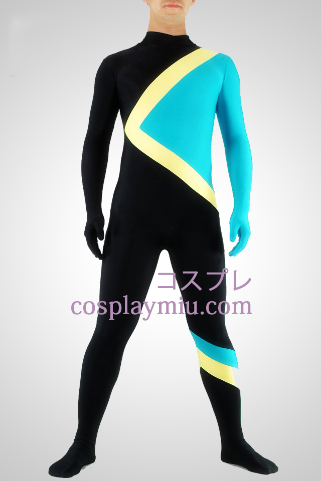 Black Yellow And Blue Lycra Spandex Unisex Catsuit
