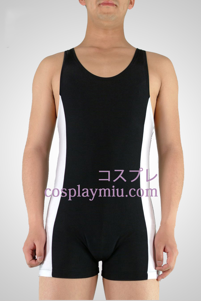 Black And White Lycra Gymnasium Catsuit