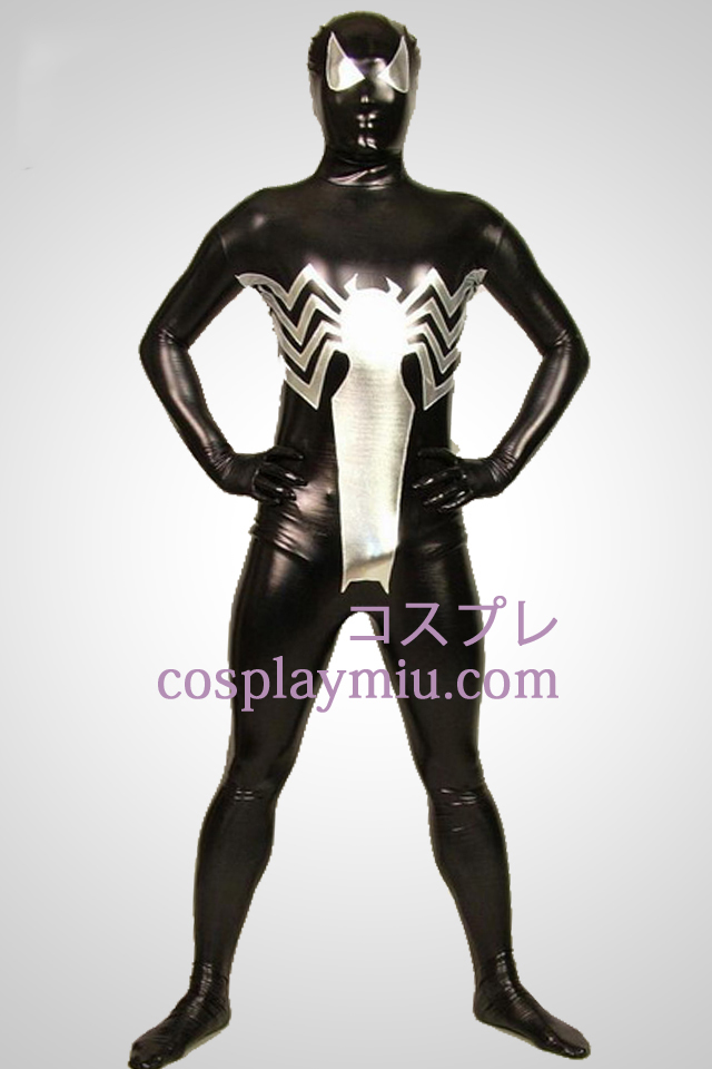 Black Big Spiderman Full Body Shiny Metallic Zentai Suit